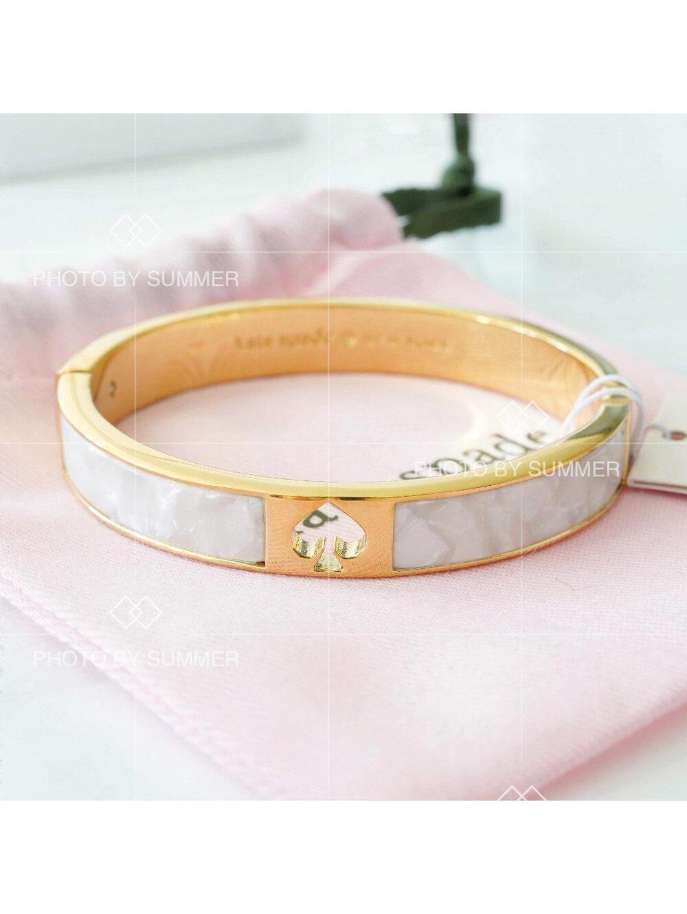Kate Spade Hole Punch Spade Hinge Bangle Bracelet Cream Multi